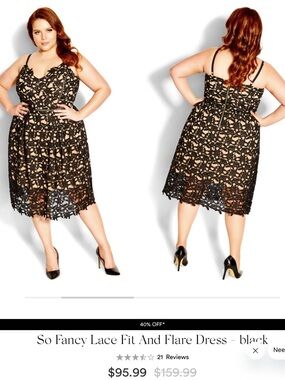 City Chic Black Lace Midi Dress plus size wedding guest classic beauty